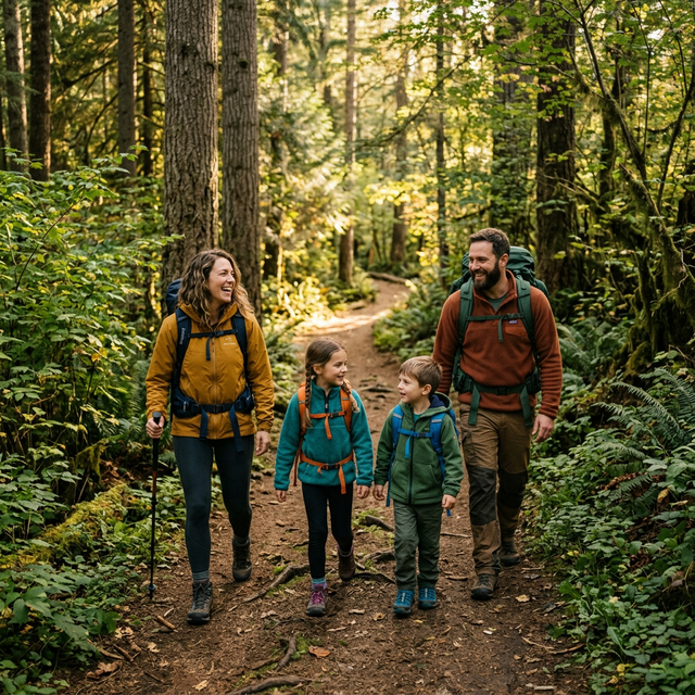 Family on a trail